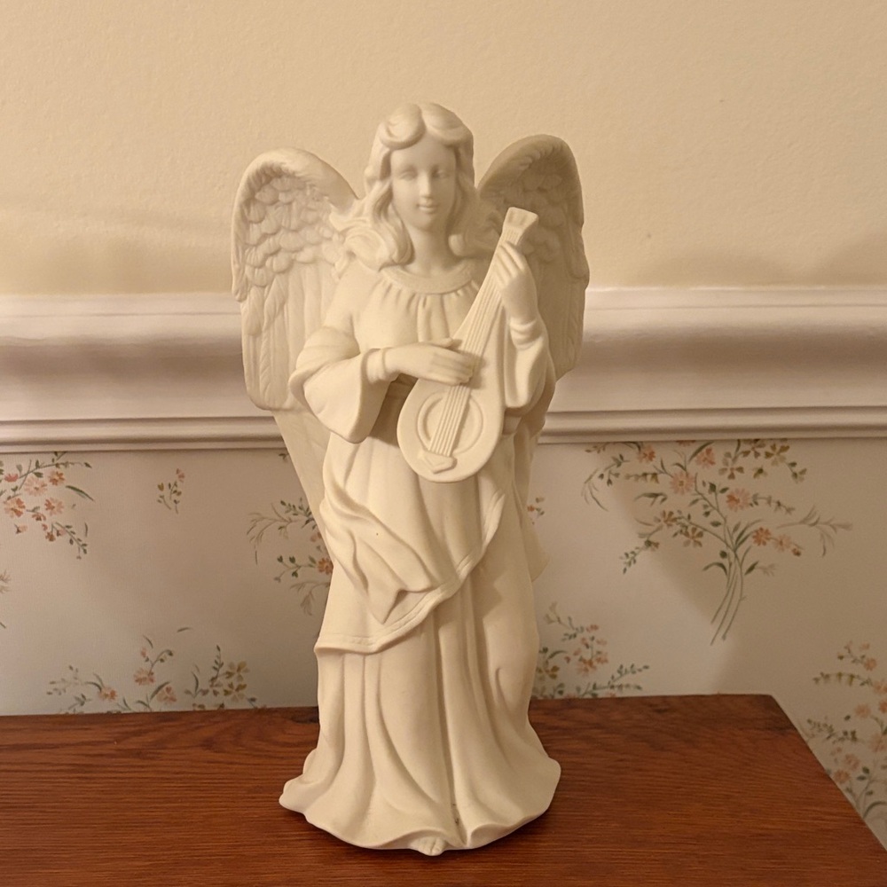 PartyLite bisque porcelain angel candle holder.